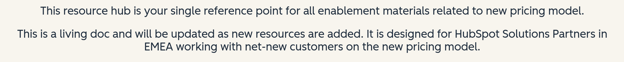 HubSpot partner kit text saying it is designed for Solutions Partners in EMEA working with net-new customers
