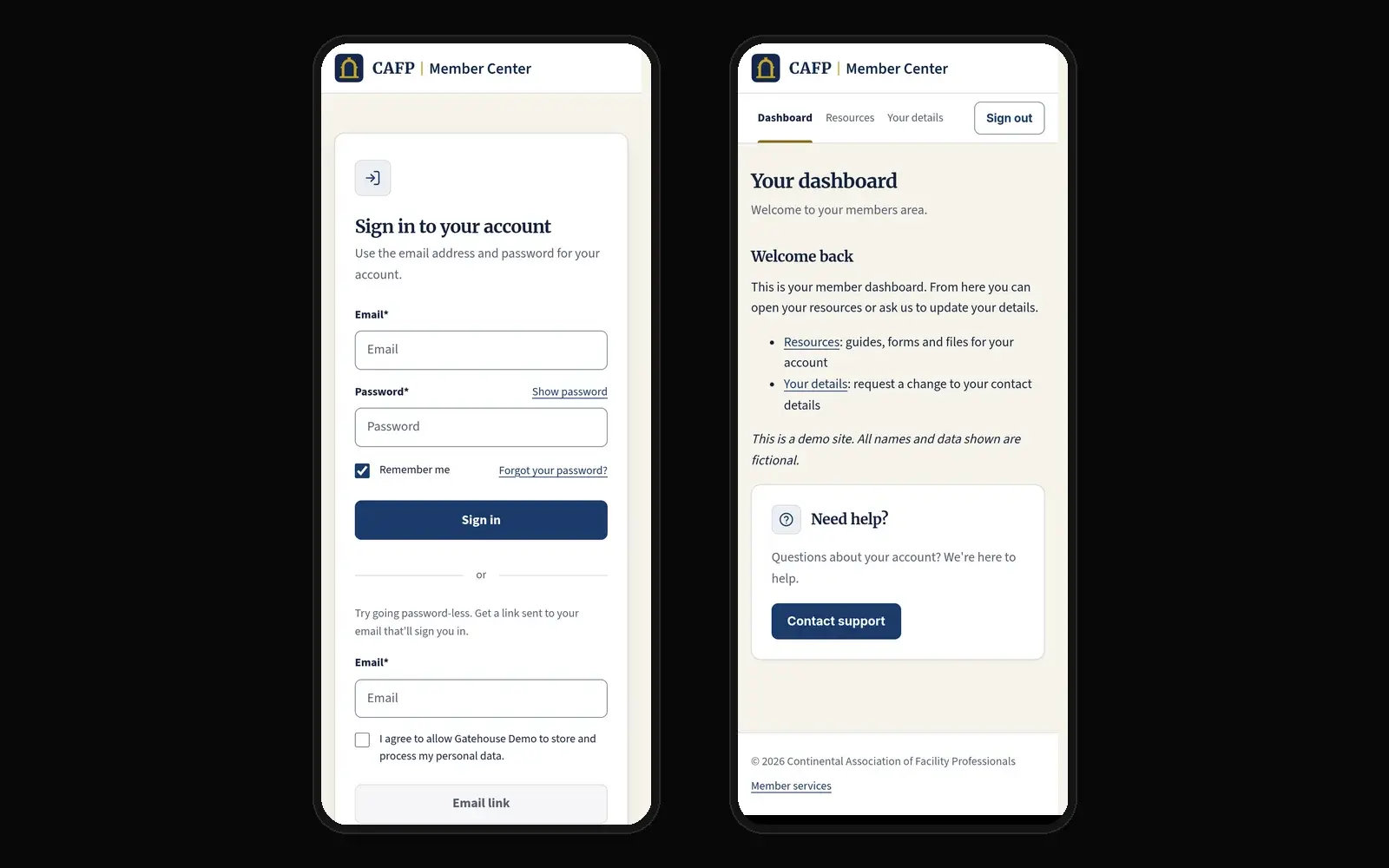 Gatehouse sign-in page on a phone