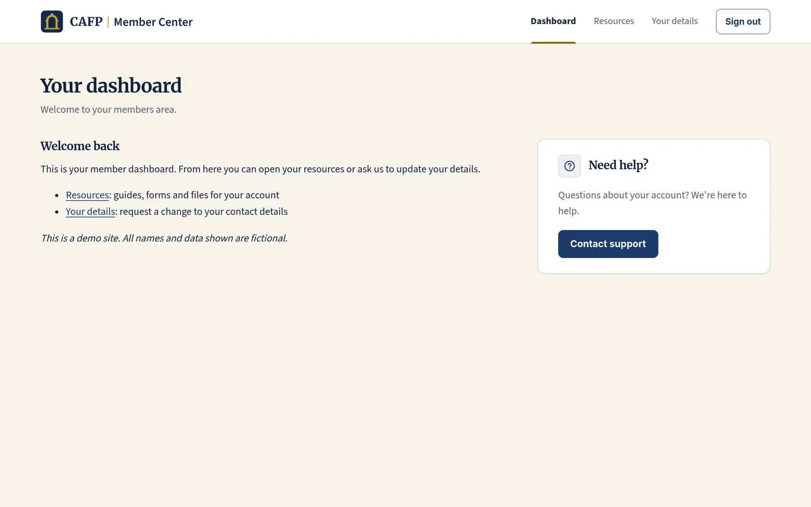 Gatehouse member dashboard for signed-in members