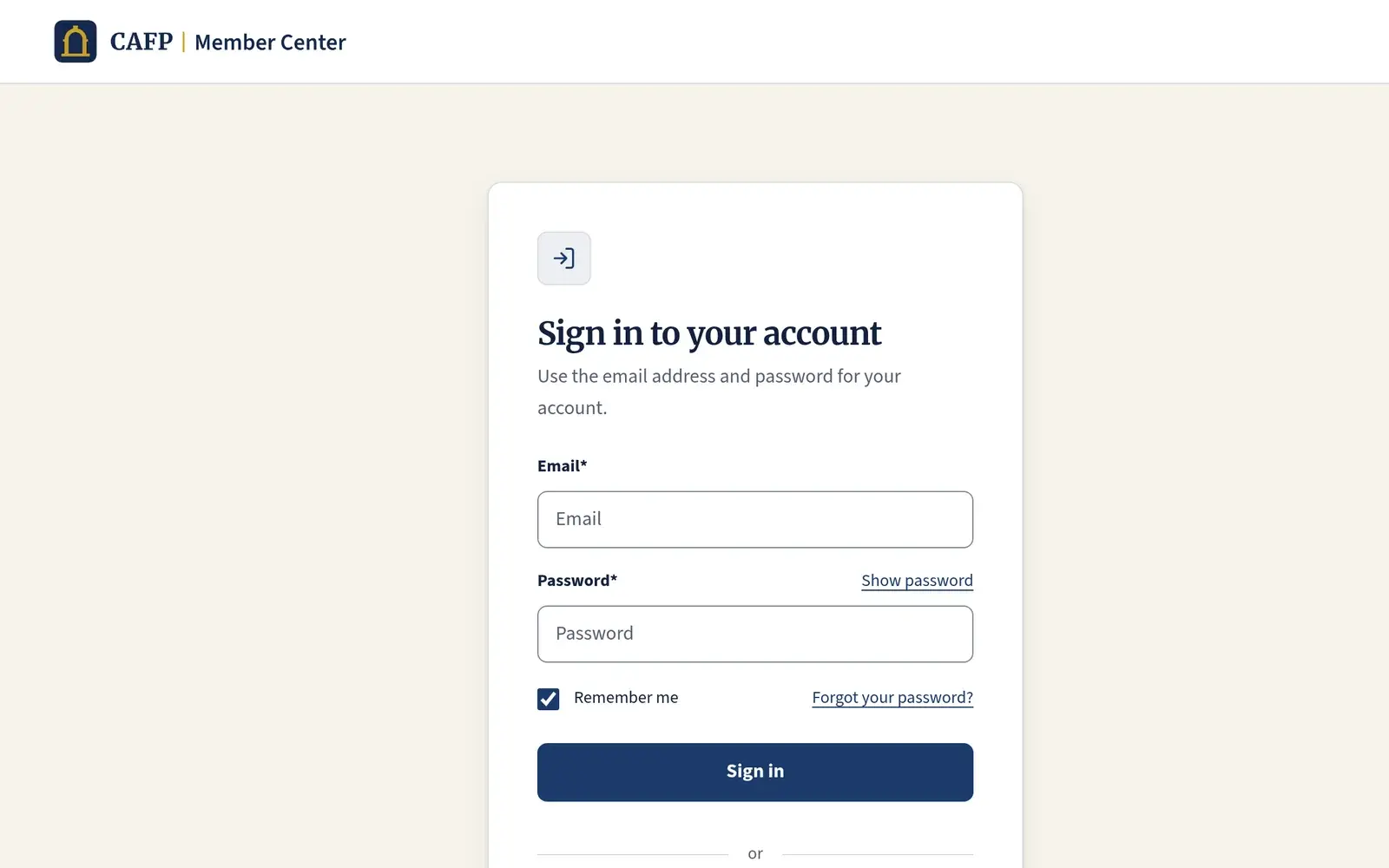 Branded Gatehouse sign-in page