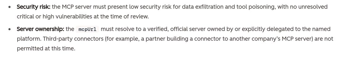 HubSpot MCP server listing requirements, security risk and server ownership rules